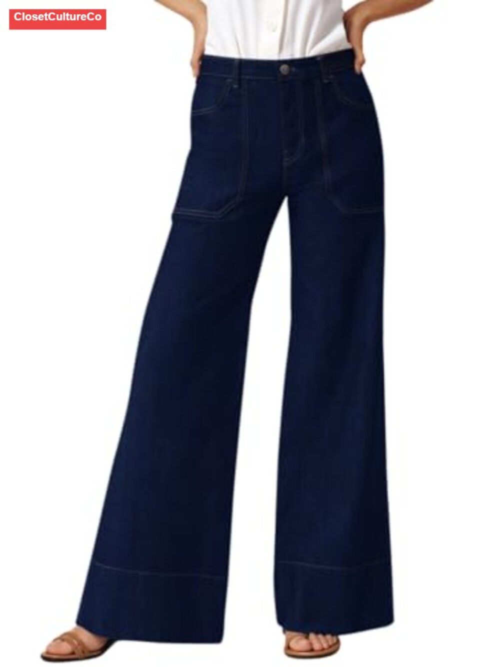 Womens Wide Leg Jeans High Waist Boyfriend Denim Ankle Cropped